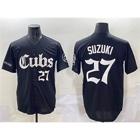 Colte Chicago Cubs #27 Seiya Suzuki Black  'Gothic North Side Edition' Vapor Premier Limited Stitched Jersey
