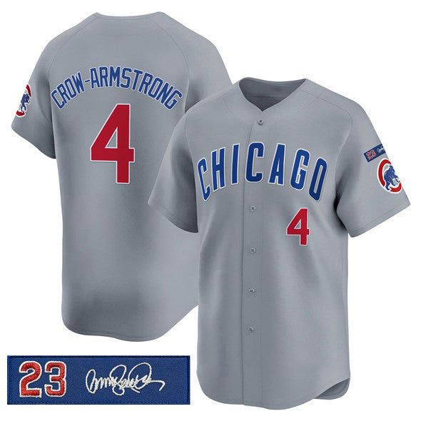 Colte Chicago Cubs #4 Pete Crow-Armstrong Gray  'Ryne Sandberg Tribute' Vapor Limited V3 Stitched Jersey