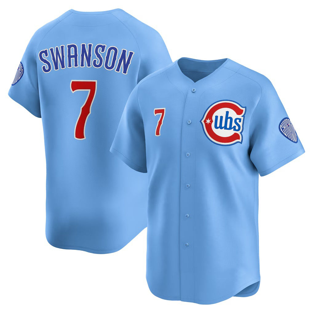 Colte Chicago Cubs #7 Dansby Swanson Baby Blue  2nd Alternate Limited Player Jersey