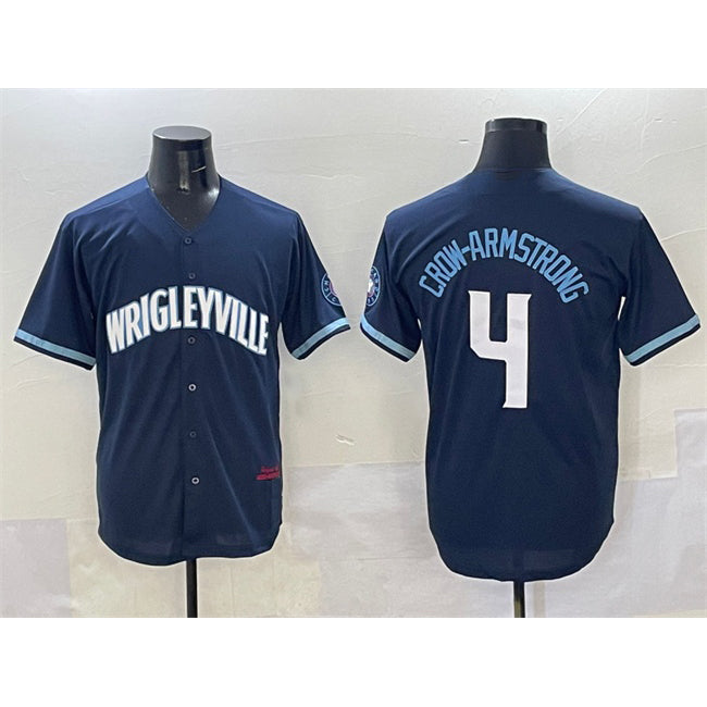 Colte Chicago Cubs #4 Pete Crow-Armstrong Navy  City Connect Stitched Jersey