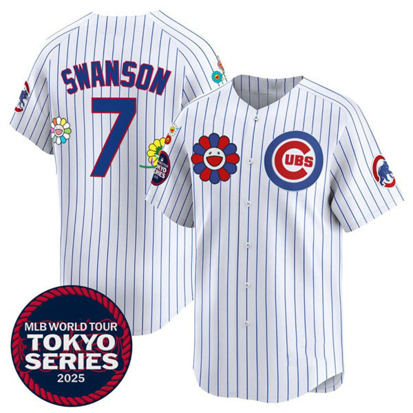 Colte Chicago Cubs #7 Dansby Swanson White  2025 Tokyo Series Limited Stitched Jersey