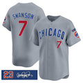 Colte Chicago Cubs #7 Dansby Swanson Gray  'Ryne Sandberg Tribute' Vapor Limited V3 Stitched Jersey