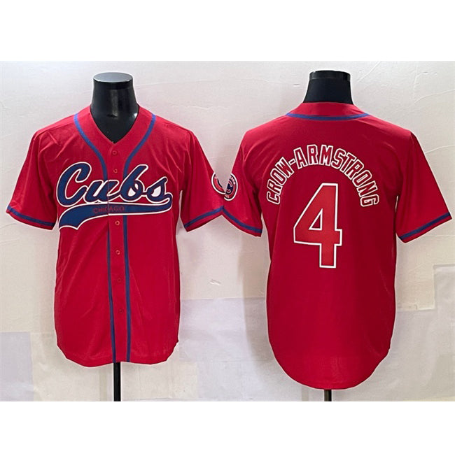 Colte Chicago Cubs #4 Pete Crow-Armstrong Red  Cool Base Stitched Jersey