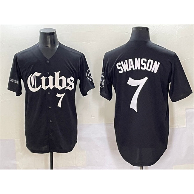 Colte Chicago Cubs #7 Dansby Swanson Black  'Gothic North Side Edition' Vapor Premier Limited Stitched Jersey