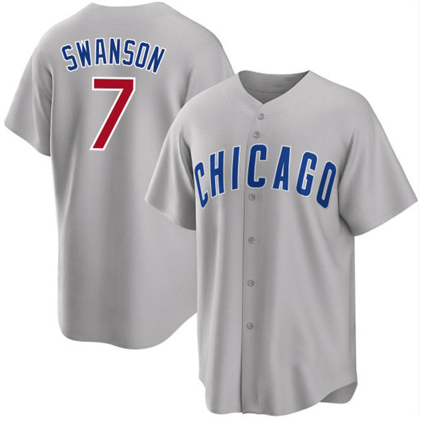 Colte Chicago Cubs #7 Dansby Swanson Gray  Cool Base Stitched Jersey