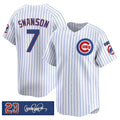 Colte Chicago Cubs #7 Dansby Swanson White  Pinstripe 'Ryne Sandberg Tribute' Vapor Limited V3 Stitched Jersey