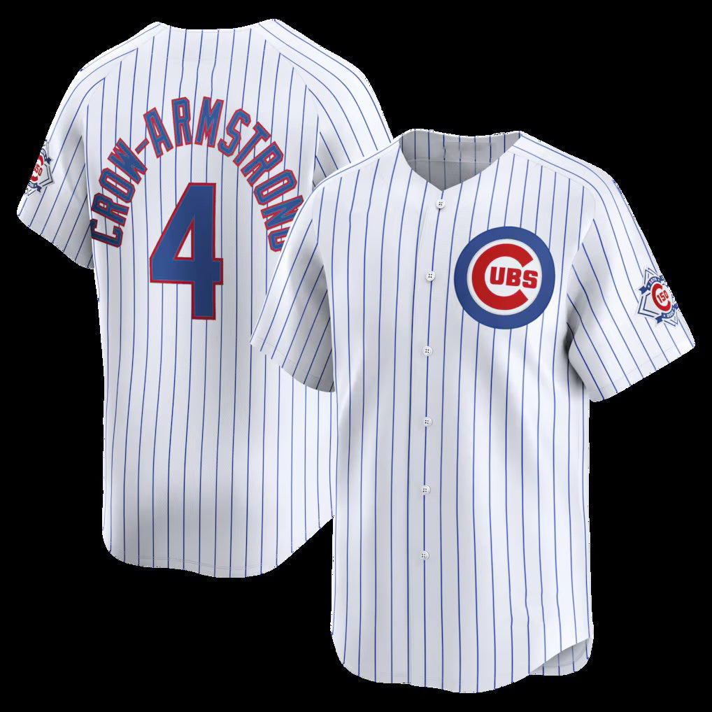 Colte Chicago Cubs #4 Pete Crow-Armstrong White  150th Anniversary Limited Jersey