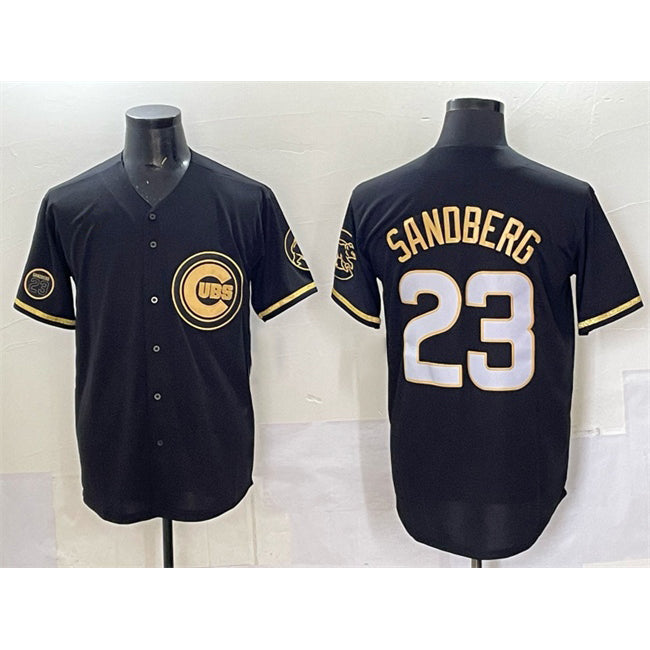 Colte Chicago Cubs #23 Ryne Sandberg Black  Gold 'Ryne Sandberg Tribute' Vapor Limited V2 Stitched Jersey