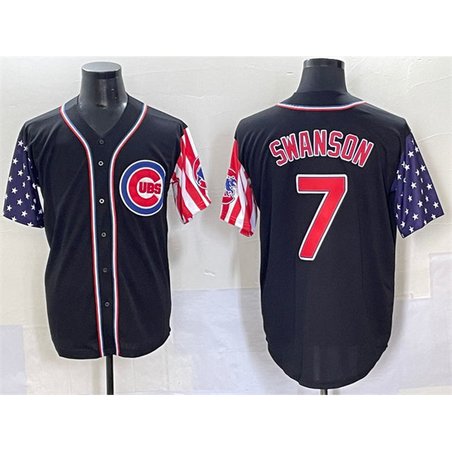 Colte Chicago Cubs #7 Dansby Swanson Black  2025 Independence Day Vapor Premier Limited Stitched Jersey