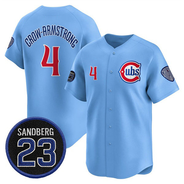 Colte Chicago Cubs #4 Pete Crow-Armstrong Blue  'Ryne Sandberg Tribute' Vapor Limited V2 Stitched Jersey