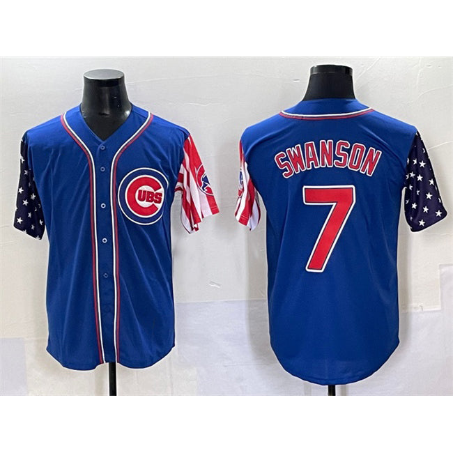 Colte Chicago Cubs #7 Dansby Swanson Royal  2025 Independence Day Vapor Premier Limited Stitched Jersey