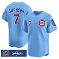 Colte Chicago Cubs #7 Dansby Swanson Blue  'Ryne Sandberg Tribute' Vapor Limited V3 Stitched Jersey