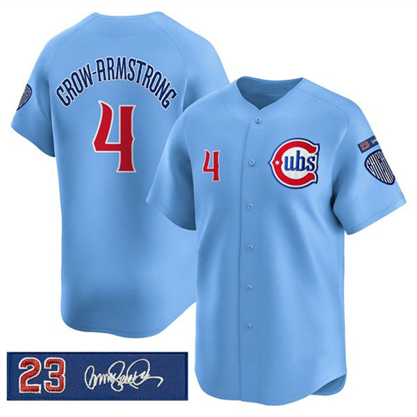 Colte Chicago Cubs #4 Pete Crow-Armstrong Blue  'Ryne Sandberg Tribute' Vapor Limited V3 Stitched Jersey